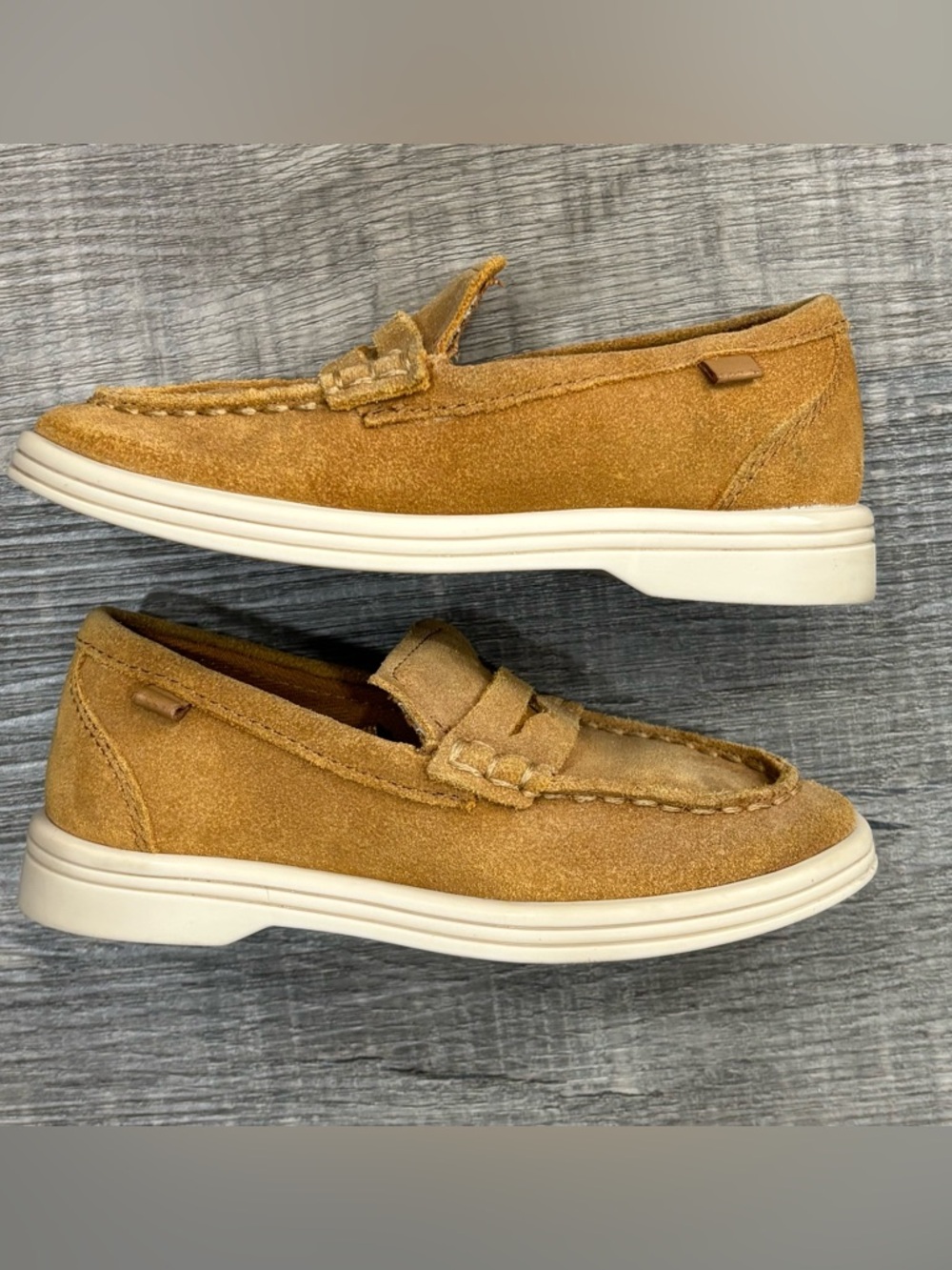 Zara Golden/Tan Suede Moc Loafers, Size 9.5-10 Toddler (EU 26), GUC